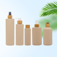 Botol sampo kamar mandi, 100ml 300ml 500ml botol sedotan gandum sampo Losion kosong kemasan kosmetik bambu ramah lingkungan rumah