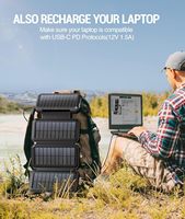 Batterie solaire portable 20 000 mAh avec panneau solaire multiple, charge rapide QC 18W, lampe de camping, boussole extérieure, chargeur portable, étanche IPX5