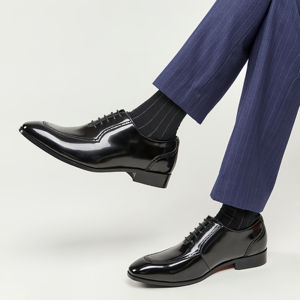 Chaussures Richelieu pour hommes en cuir véritable de haute qualité, style décontracté et habillé, à lacets, bout fermé, antidérapantes, semelle en caoutchouc, modèle Evergreen 2025 - Product Image 3