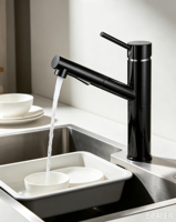 Robinet de cuisine extractible à 2 fonctions en laiton à faible teneur en plomb avec valve en céramique, mitigeur eau chaude et froide, certifications complètes pour usage hôtelier
