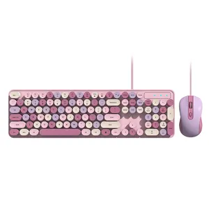 Распродажа, 104 клавиши в стиле ретро, красочная пишущая машинка, беспроводная клавиатура и мышь, круглая клавиатура, беспроводная мышь и клавиатура, комбо