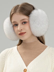 Offre Spéciale de haute qualité de luxe femmes réel fourrure de renard cache-oreilles en gros hiver doux cache-oreilles protéger plus chaud argent fourrure de renard oreillette - Product Image 6