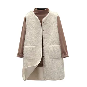 Thick Faux Fur Vest Jacket Winter Women Sleeveless Garment Waistcoat Overcoat Casual Suede Warm Long Vest Female Coats Outerwear