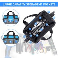 Sac à outils multifonctionnel robuste en Oxford, à large ouverture, avec plusieurs poches, capacité de 200 lb, garantie de 3 ans, OEM