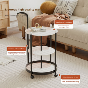 <span class=keywords><strong>Mesa</strong></span> de Centro Moderna con Ruedas y Mueble <span class=keywords><strong>Auxiliar</strong></span> de Vidrio Templado Multicapa con Almacenamiento Móvil para Sala de Estar - Product Image 2
