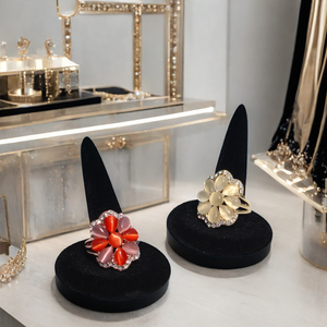 Nhung Đen ngón tay Vòng hiển thị Showcase Organizer chủ lưu trữ đồ trang sức đồ trang sức Jewel Vòng hiển thị - Product Image 4