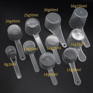 Cuillère à poudre en plastique 1g 2g 2.5g 3g 4g 5g 6g 7g 8g 9g 10g 12g 15g 20g 25g 30g 35g 40g mesurant scoop