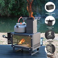 Réchaud portable mini en acier pour le camping en plein air, réchaud à fusée multi-combustibles