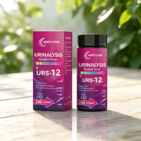 HORYZON URS-12 Bandelettes urinaires 12-en-1 Réactif d'analyse d'urine pour leucocytes, nitrites, urobilinogène, protéines, pH – 100 bandelettes/flacon en plastique
