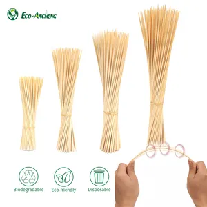 Barbekü şiş araçları 2 kiti başına doğal renk toptan bambu pürüzsüz sağlıklı ahşap ahşap sopa bambu sopalar 1.5 Mm X 20 Cm