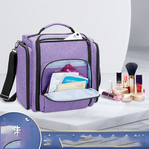 Trousse de maquillage de voyage multifonctionnelle, sac de maquillage en nylon tendance avec 4 pochettes intérieures amovibles à fermeture éclair, logo personnalisé - Product Image 6