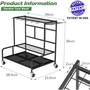 <b>Garden</b> tool organizer, holds 39 tools, patio tool organizer with 12 <b>hooks</b> and broom holder. - Product Image 2
