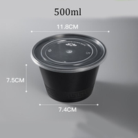 Vente en gros Passe au four à micro-ondes Boîte à lunch ronde jetable noire Épaissie Restauration rapide Bassin à soupe Bol Écrevisse Hot Pot Boîte à emporter