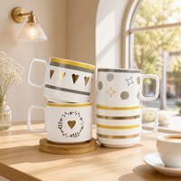 Tasse à espresso empilable en porcelaine de 120 ml, style campagnard unique avec poignée, couleur personnalisable, pour la maison, le bureau et la rentrée scolaire