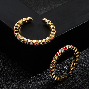 Bagues de personnalité ajustables pour femmes, anneaux mauvais œil en plaqué or, <span class=keywords><strong>moins</strong></span> <span class=keywords><strong>cher</strong></span>, pièces - Product Image 2