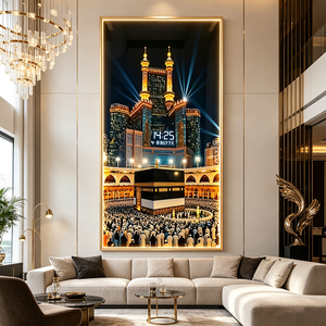 Customize Makkah Kaaba Wall Art High Detail Gift Islamic Home Decoration Entrance Living Room LED Crystal Porcelain <b>Painting</b> - Product Image 4