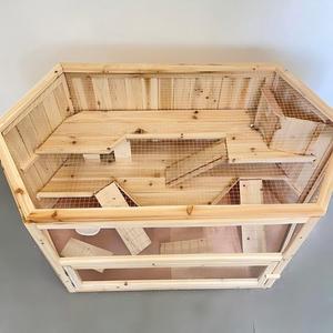 Gabbia per Criceti <span class=keywords><strong>in</strong></span> Legno Extra Large con Vassoio Scorrevole, Tetto Apribile, Rampa Larga, Ruota da Corsa, Habitat Naturale per Ratti, Topi e Piccoli Animali Domestici - Product Image 5