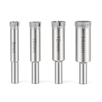 Set Mata Bor Lubang Berlian Mudah Dibawa 8 mm 10 mm 12 mm 14 mm untuk Botol Kaca, Panci, Ubin, Keramik, Marmer, Granit