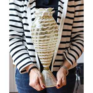 Vase en verre soufflé classique et minimaliste Gabbiani, design cylindrique avec fleur, or pur pour la décoration de bureau, vase en cristal pour fête - Product Image 2