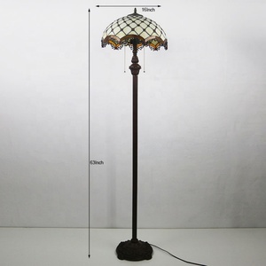 LongHuiJing European Tiffany Simple White Stained Glass Lampshade Floor Lamp Bedroom Study Creative Lamps - Product Image 5