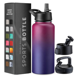 Customized Vacuum Insulated Wide Mouth Sports Water Bottle <b>Flask</b> Double Wall Stainless Steel 6-12 Hours Thermal Insulation - Product Image 1