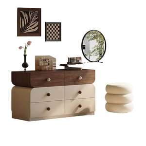 Mesa de tocador extensible moderna de color madera de nogal con cajones para dormitorio - Product Image 5