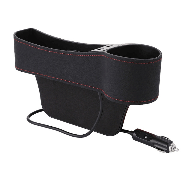 Car Organizer Auto Crevice Pocket Dual USB Charger Phone Bottle Cups Holder Seat Gap Slit Leather Storage Box Car Accessories
