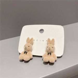 Maxfree Korean Cartoon <b>Cute</b> Bunny Ear Stud <b>Earrings</b> for Women Sweet Animal Flocking Rabbit Trendy Zinc Alloy Jewelry Anniversary - Product Image 3
