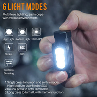 BORUiT Torcia Tascabile EDC Super Luminosa 1150 Lumen IP68 Leggera con Magnete, Torcia LED Ricaricabile Mini, Lampada Frontale