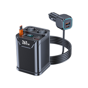 7IN1 261W Car charger with 1meter Extension Cable Dual PD Ports 2QC 3.0 Fast charging Simultaneously individuals Car charger - Product Image 1