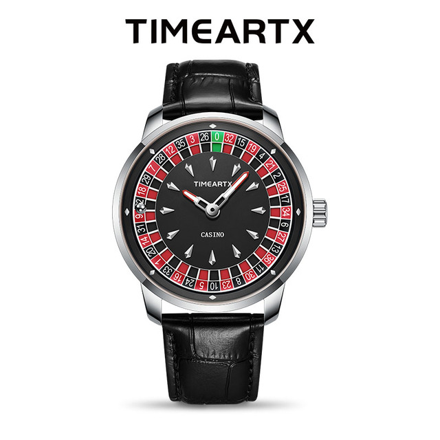 TIMEARTX Casino Roulette Watch Business Automatic Quartz Rotating Dial Waterproof Leather Strap OEM Custom logo Luxury TA-5031
