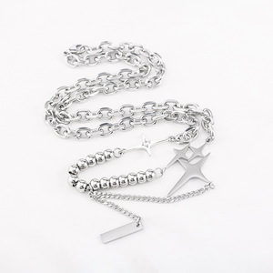 Collar con Colgante de Estrella, Acero Inoxidable, Engaste Pavé, Joyería para Fiesta XYN0114 - Product Image 4