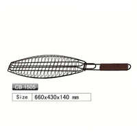 Panier à poisson à revêtement antiadhésif à manche en bois pour barbecue de camping de fête et outils de barbecue à viande rôtie grillée