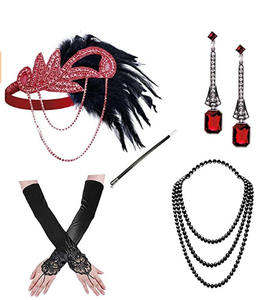 1920er Jahre Great Gatsby Accessoires Set für Frauen Kostüm Prop Flapper Kopf bedeckung Stirnband Eco party - Product Image 4