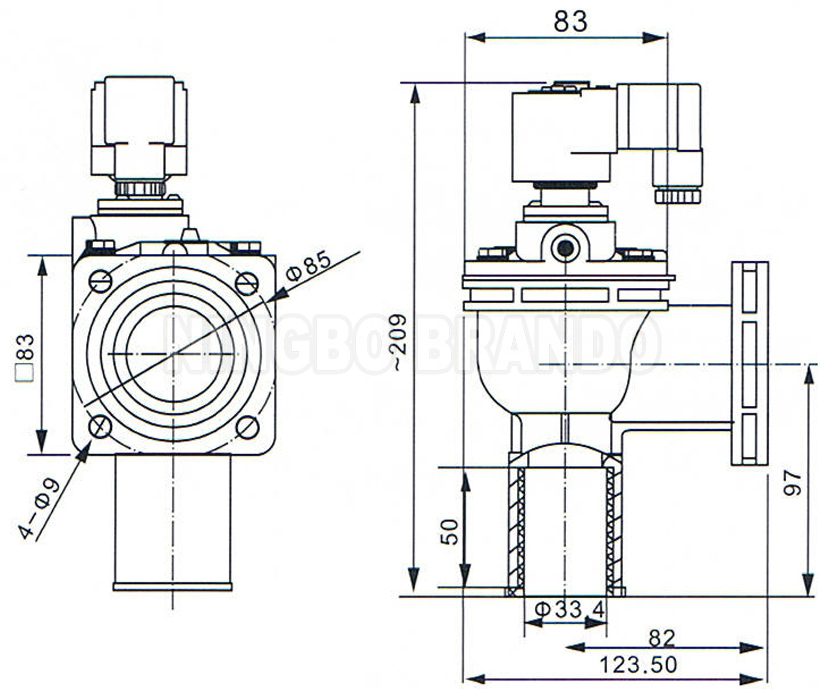 CAC25FS 1'' Flanged FS Series Diaphragm Solenoid Pulse Jet Valve For Dust Collector