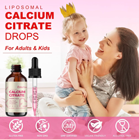 Gouttes liquides de calcium liposomal, magnésium, zinc, bore, vitamine D3 K2, marque privée OEM, pour femmes et enfants, saveur fraise naturelle, liquide oral