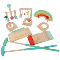 Ensemble de jeu de mini-golf personnalisé à faire soi-même et cadeau, jeu d'entraînement à l'équilibre intérieur/extérieur, jouet de golf en bois pour enfants de 5 à 7 ans