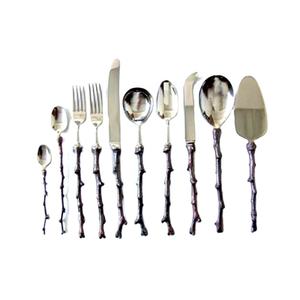 ชุดอุปกรณ์บนโต๊ะอาหารด้ามจับทำจากสเตนเลสสีเงินด้ามจับเขากวางโบราณ - Product Image 1