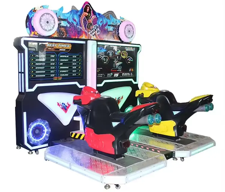 Máquina de jogo de arcade para duas pessoas, simulador de corrida de motocicletas, moto GP operado por moedas, venda imperdível