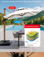 Tente et Parasol en Aluminium avec Éclairage Solaire Étanche 3000 mm de Qualité Commerciale pour Jardins de Villas et Terrasses de Style Romain