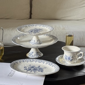 Cổ Điển Màu Xanh Và Trắng Sứ Hoa Bộ Đồ Ăn Dập Nổi Chén Gốm Và Các Món Ăn Bữa Ăn Tối Tấm Bát Bộ - Product Image 4