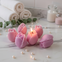Moules à bougies en silicone 3D Tulipe sans BPA, design romantique pour la fabrication de bougies, résine, cire, savon, argile