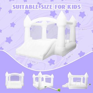 Château gonflable Oxford de taille moyenne à grande, blanc, avec toboggan et piscine à balles - Product Image 4