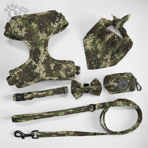 Terbaru diinginkan poliester dapat disesuaikan peliharaan indah <span class=keywords><strong>Harness</strong></span> dicetak dasi kupu-kupu kerah anjing dan Set tali jala bernapas rompi anjing - Product Image 3