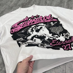 เสื้อยืดโอเวอร์ไซส์ทรงบ็อกซี่ 280 แกรม ผ้าฝ้าย 100% พิมพ์ลายกราฟิกด้วยเทคนิคซิลค์สกรีน ระบายอากาศได้ดี สไตล์ลำลอง ทรงครอป เสื้อผ้าสตรีทแวร์สำหรับผู้ชาย - Product Image 5