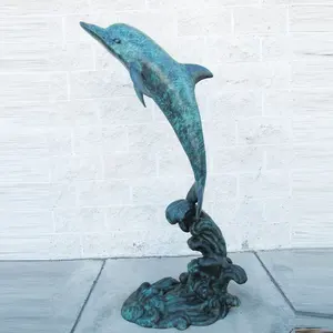 Esterno In Metallo Bronzo Animale Delfino Scultura