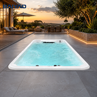 Grande baignoire de massage 228 pouces, spa de nage extérieur, piscine à dérive sans fin, bain à remous hydromassant avec commande tactile