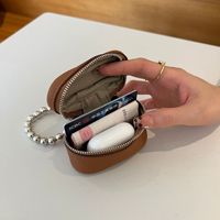 Porte-clés en cuir véritable, mini sac pendentif, petit sac, pochette pour rouge à lèvres, étui pour écouteurs, porte-monnaie, à suspendre au cou, cadeau