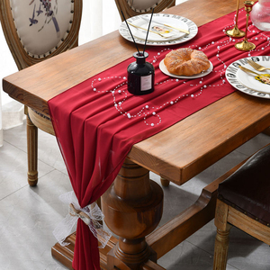 Elégant chemin de table en lin de haute qualité en coton imprimé vert pour la maison, hôtel, mariage, table de fête de luxe, technique tissée - Product Image 5