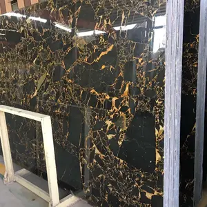 الصين الصانع مباشرة بيع بلاكستون portoro الذهب الواح الرخام الأسود الواح الرخام